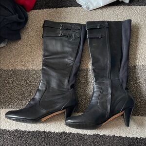 Cole Haan Black Leather Heeled Boots